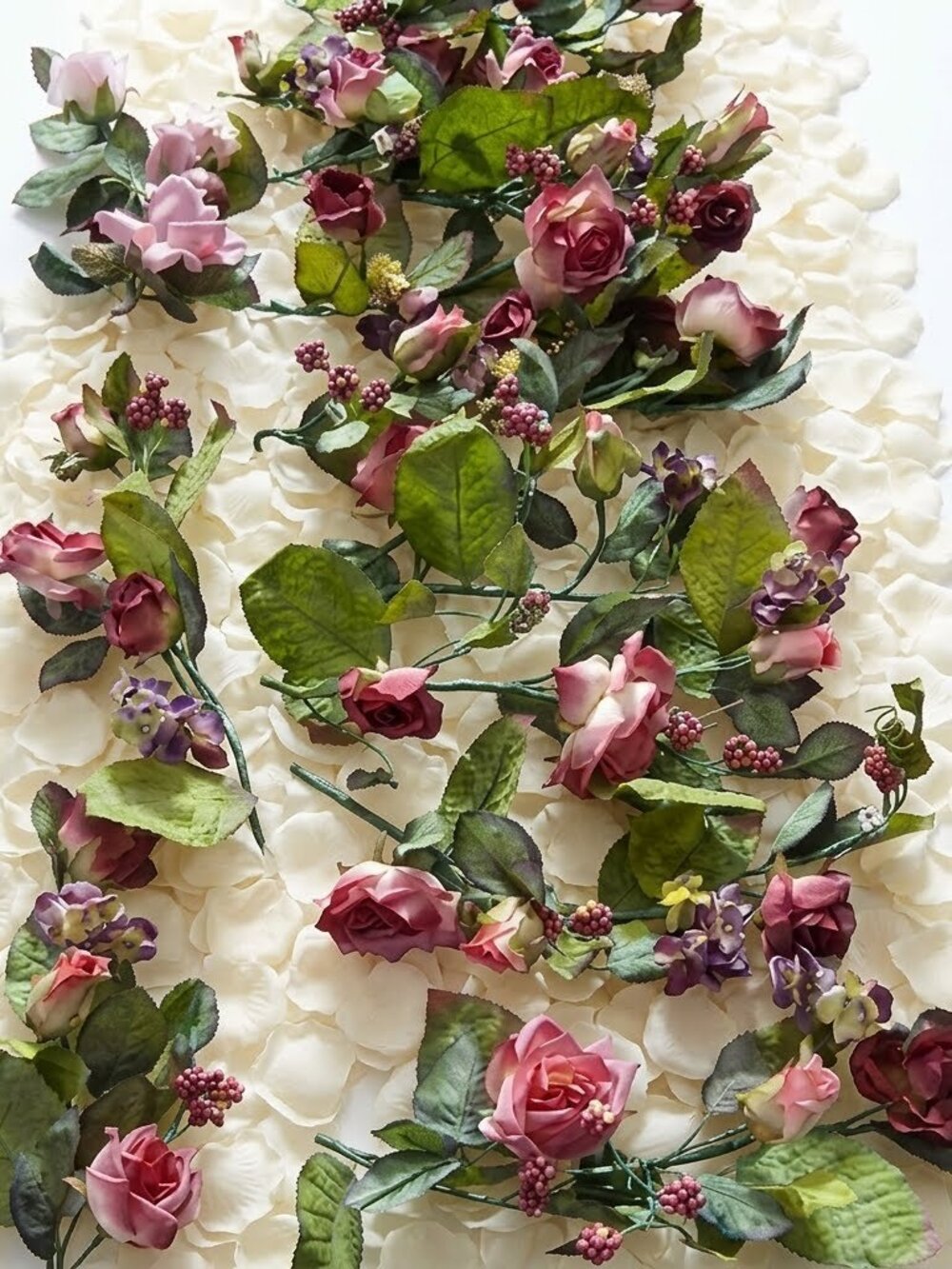 Lot of 12 Pink Rose Floral Garland Strands Faux Flower Wedding Decor 13.5"